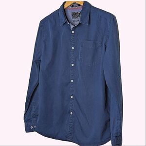 On the Road Traveler's Collection Cobalt Blue Button Down Dress Shirt size L